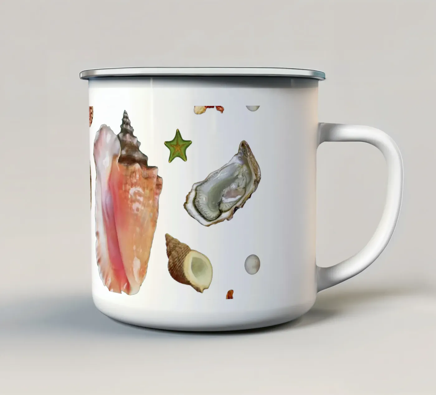 Shell collection enamel mug by MsGonzalez