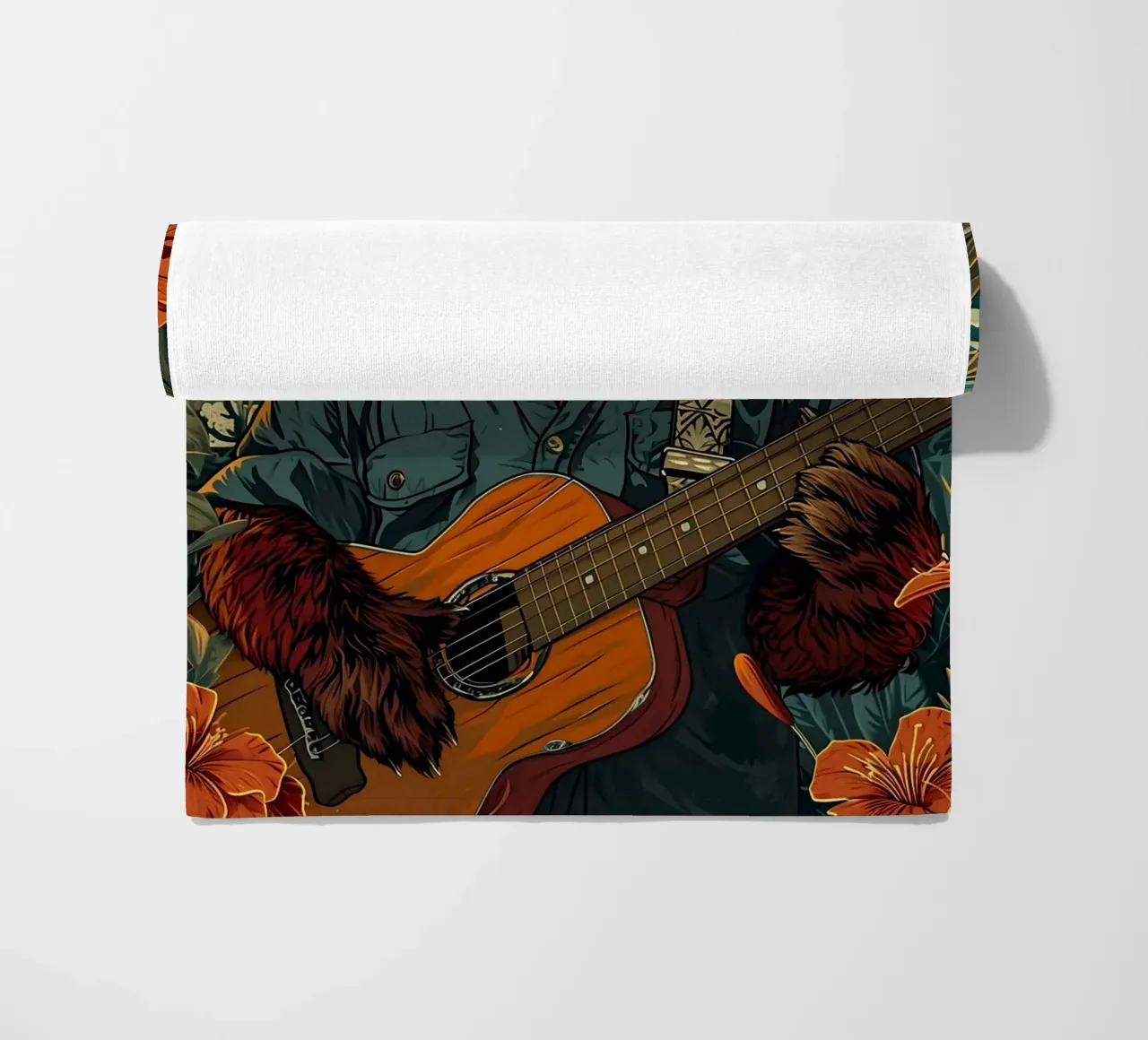 Roter Panda mit Gitarre am Strand telo mare da WILD ART