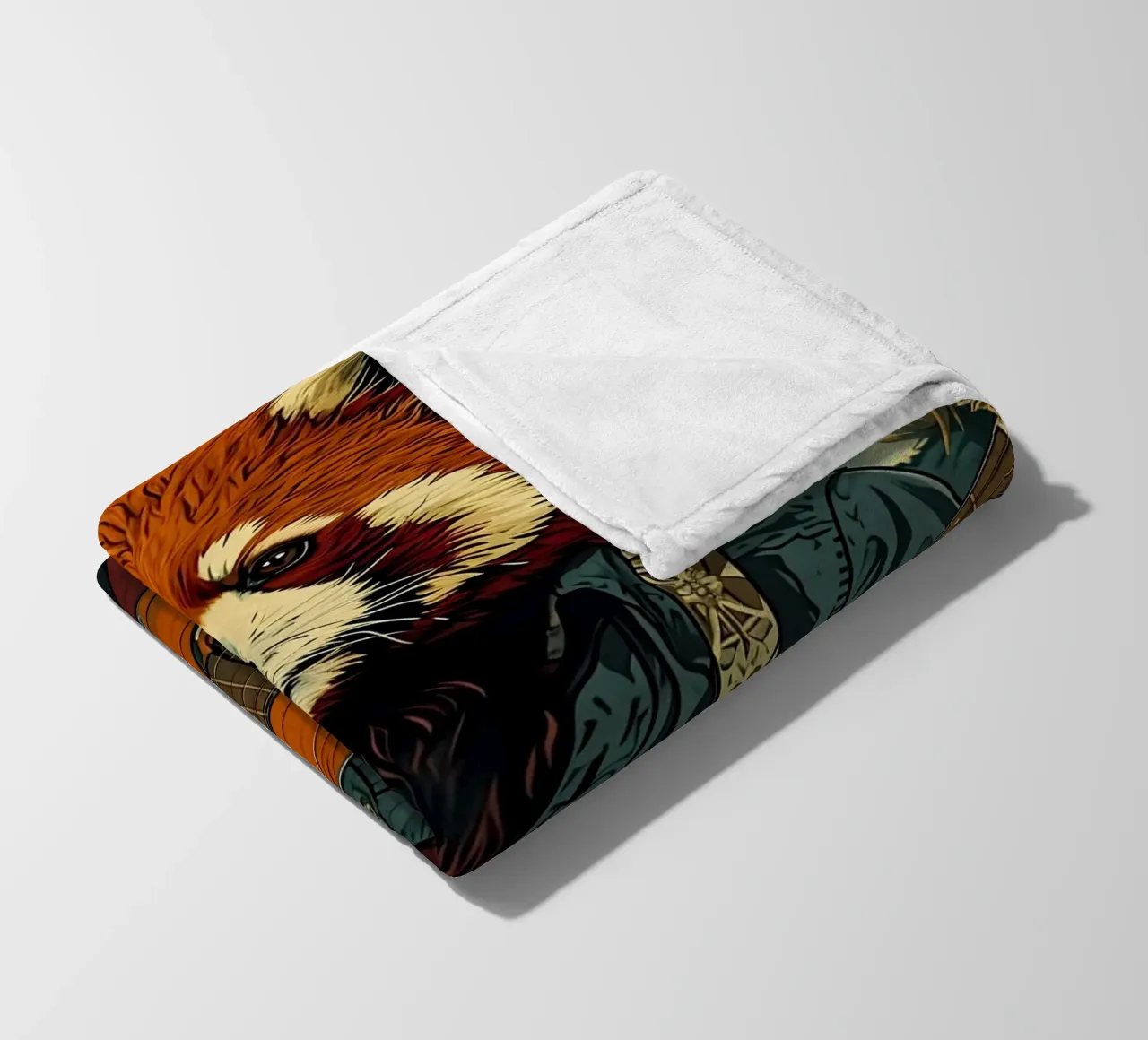 Roter Panda mit Gitarre am Strand coperta in pile da WILD ART