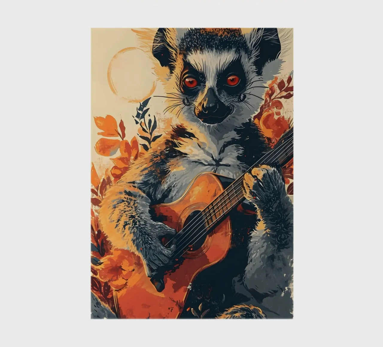 Lemur mit Gitarre am Strand notebook by WILD ART