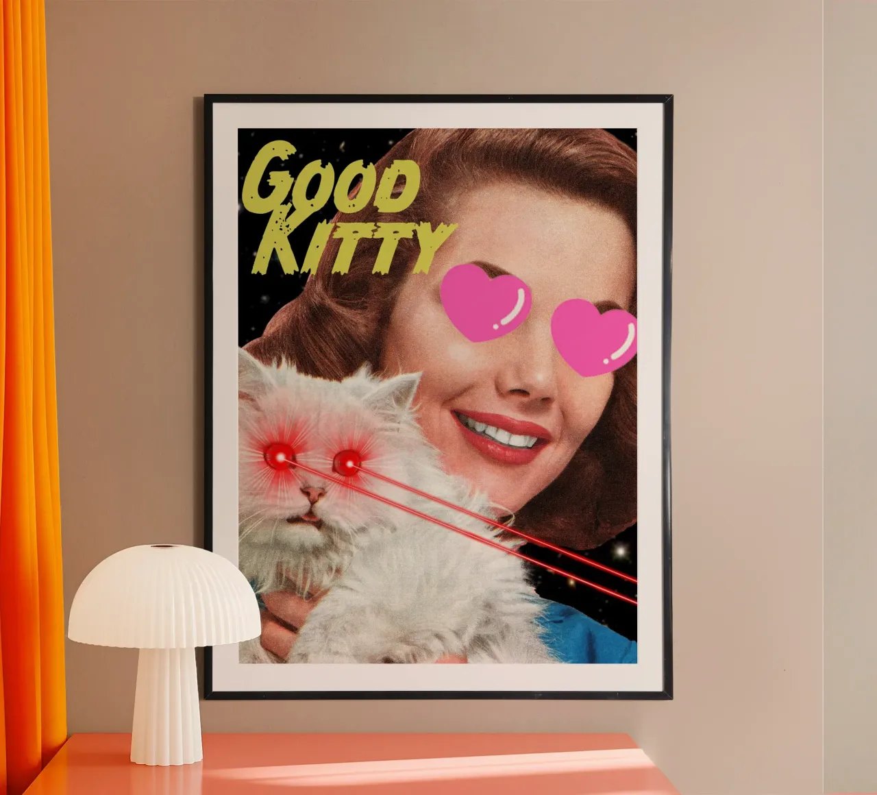 Good Kitty (Space Cat) poster con telaio in legno da MsGonzalez