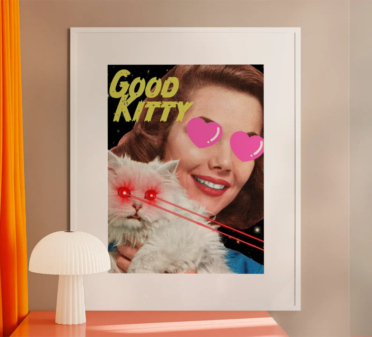 Good Kitty (Space Cat) poster con telaio in legno da MsGonzalez