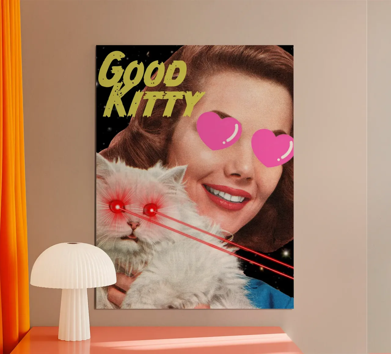 Good Kitty (Space Cat) poster con telaio in legno da MsGonzalez