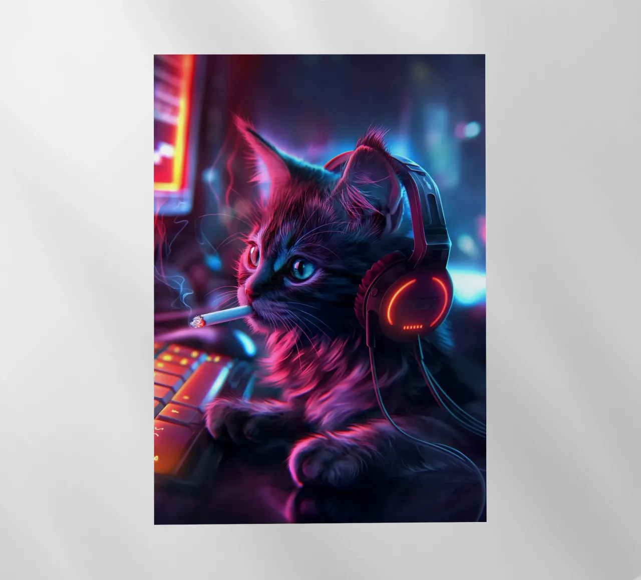 Gatto fumatore di Cyberpunk Gamer pellicola backlit da Fleur de Lys