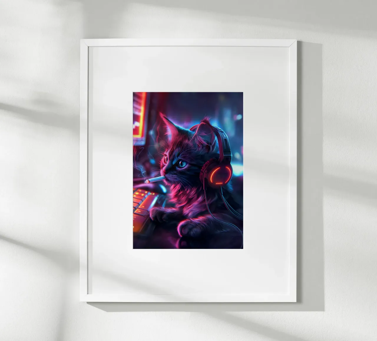 Gatto fumatore di Cyberpunk Gamer poster da Fleur de Lys
