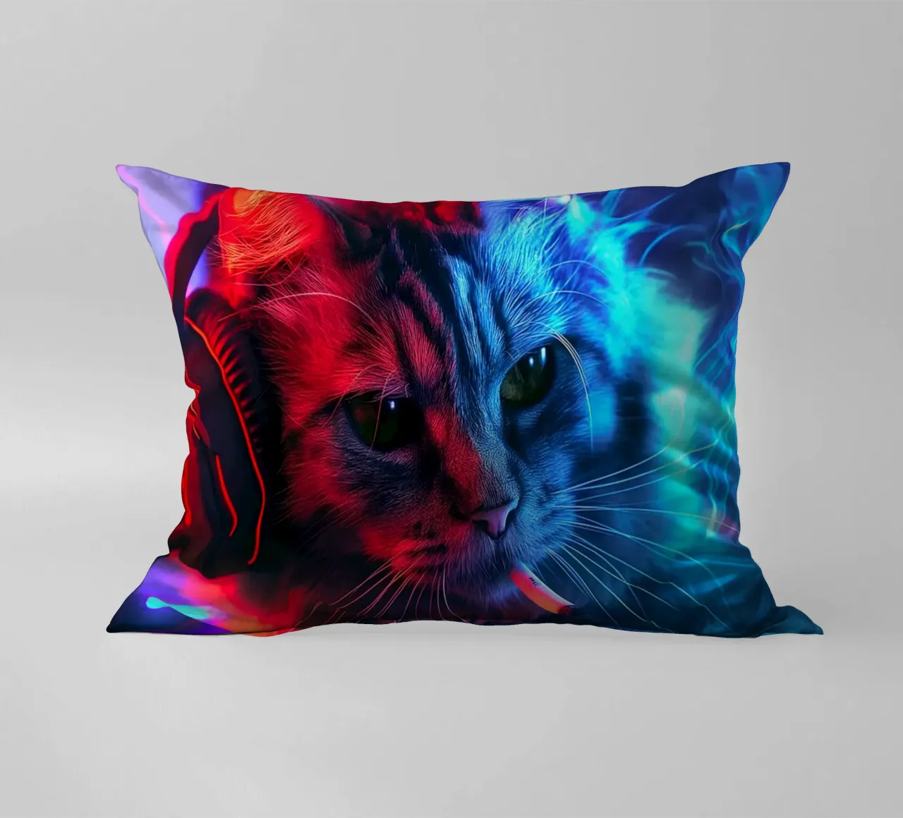 Gatto fumatore di Cyberpunk Gamer cuscino da Fleur de Lys