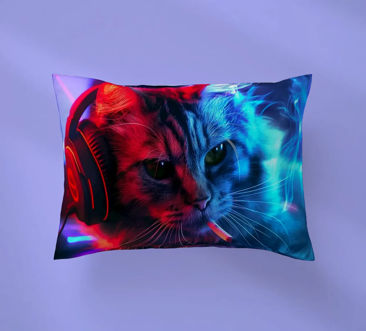 Gatto fumatore di Cyberpunk Gamer cuscino da Fleur de Lys