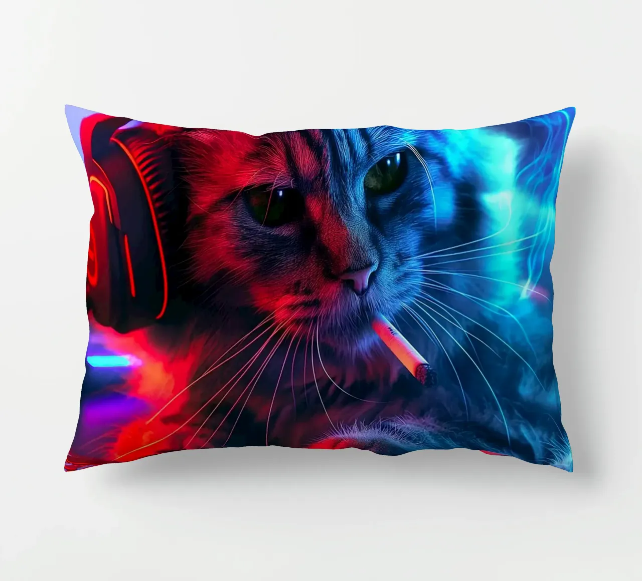 Gatto fumatore di Cyberpunk Gamer cuscino da Fleur de Lys