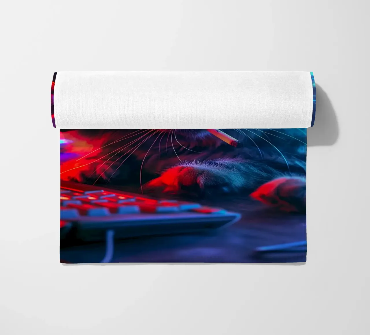 Gatto fumatore di Cyberpunk Gamer telo mare da Fleur de Lys
