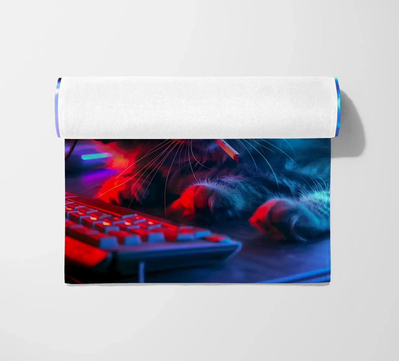 Gatto fumatore di Cyberpunk Gamer telo mare da Fleur de Lys