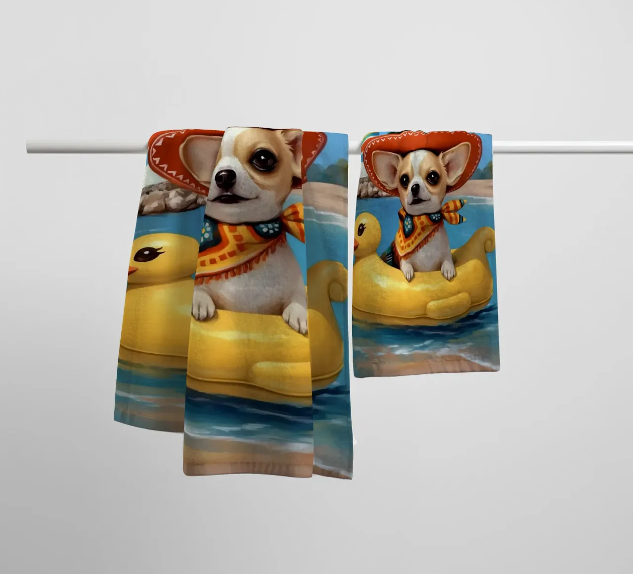 Chihuahua x Anatra asciugamano da bagno da Fleur de Lys