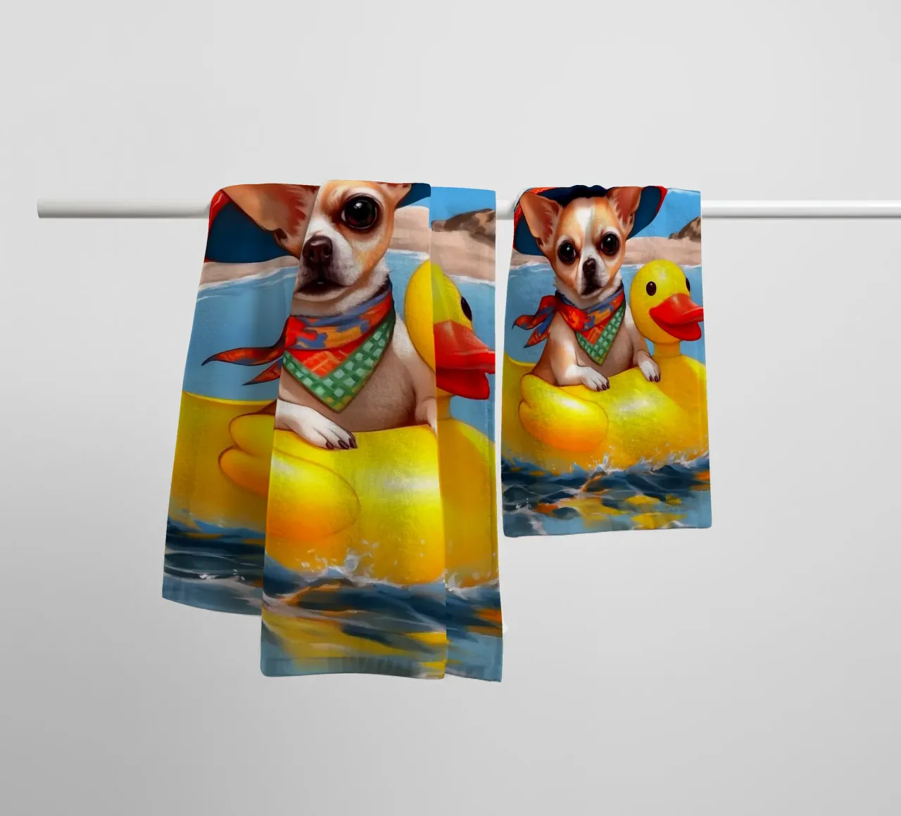 Chihuahua x Anatra asciugamano da bagno da Fleur de Lys
