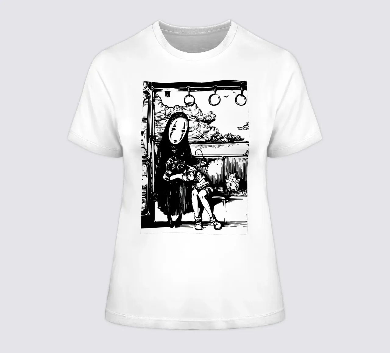 Japanische Anime Spirited Schwarz Weiß Frauen T-Shirt von OTAKUDESU