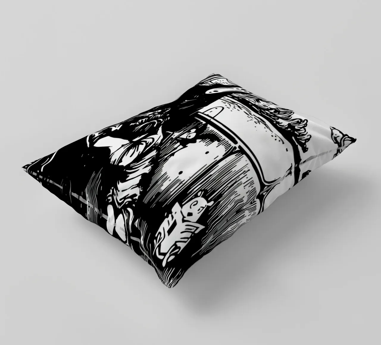 Anime giapponese Spirited Bianco e Nero cuscino da OTAKUDESU