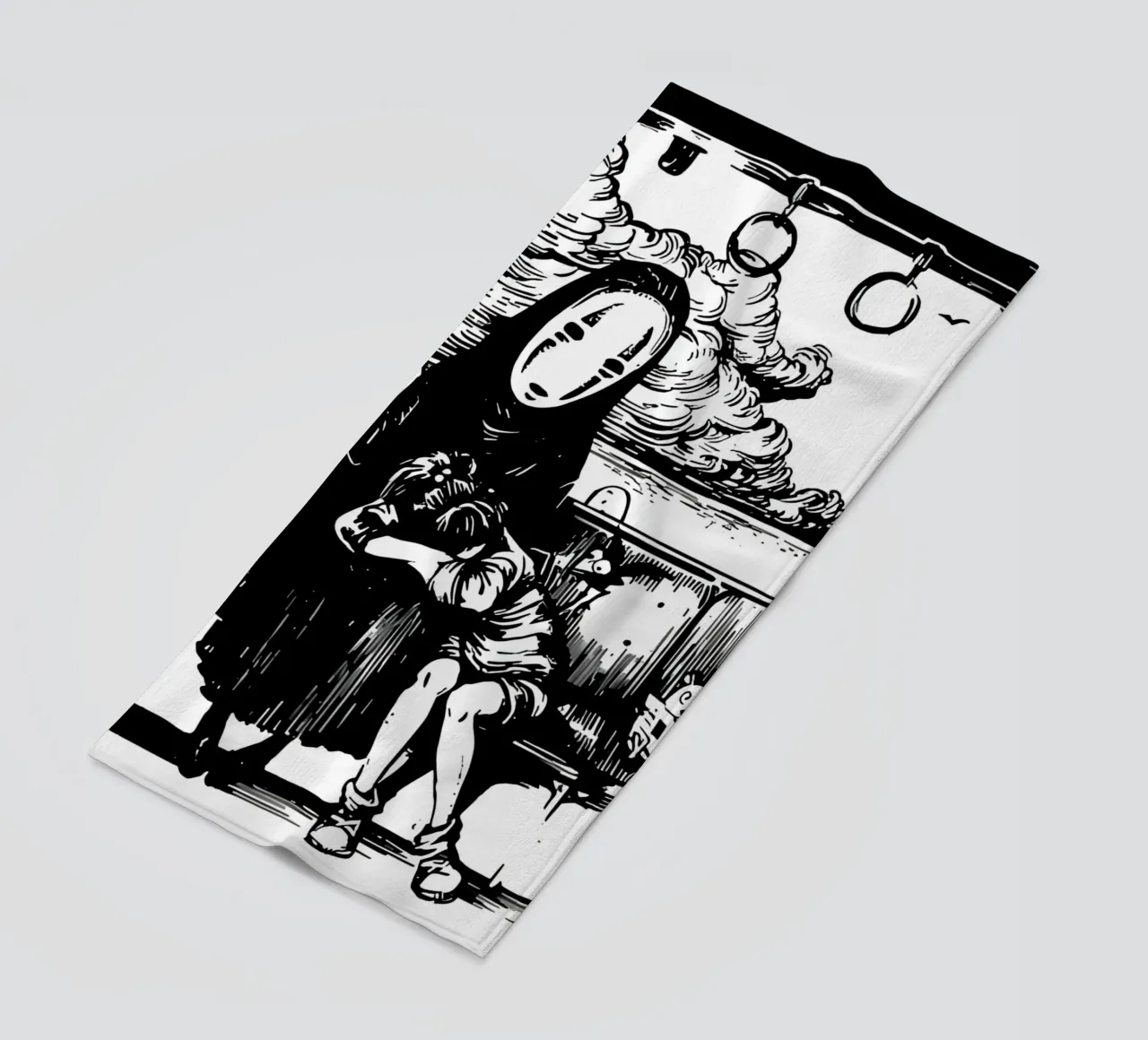 Anime giapponese Spirited Bianco e Nero telo mare da OTAKUDESU
