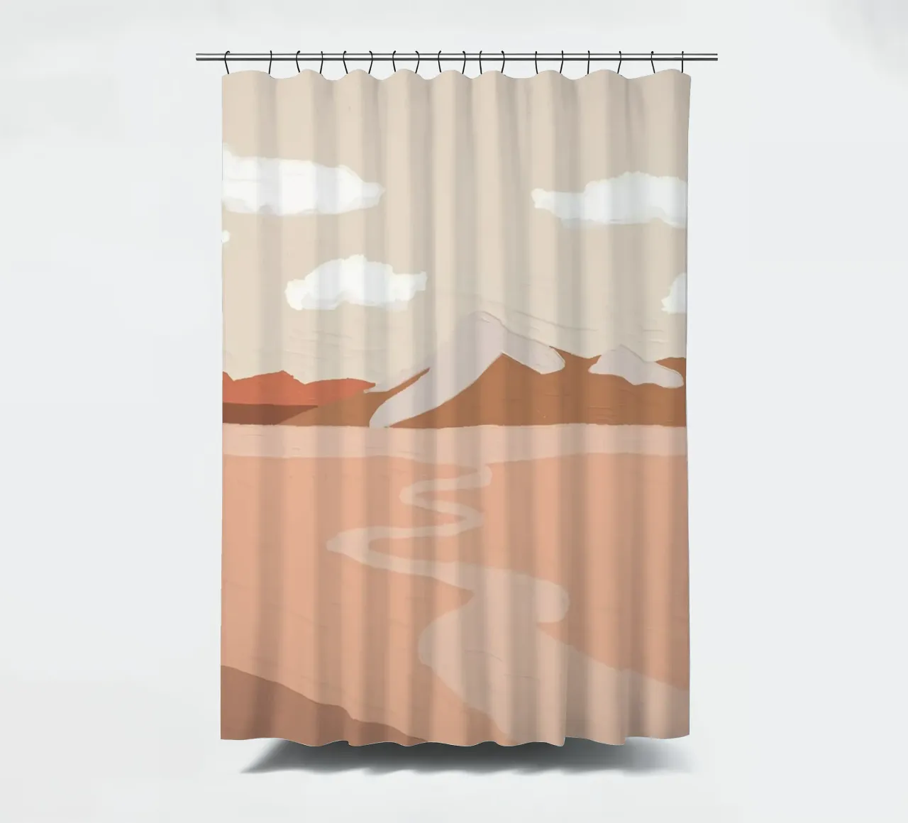 Desert Dreams Pastel Landschap | Abstract Boho Berg Kunst douchegordijn van NorwesClub