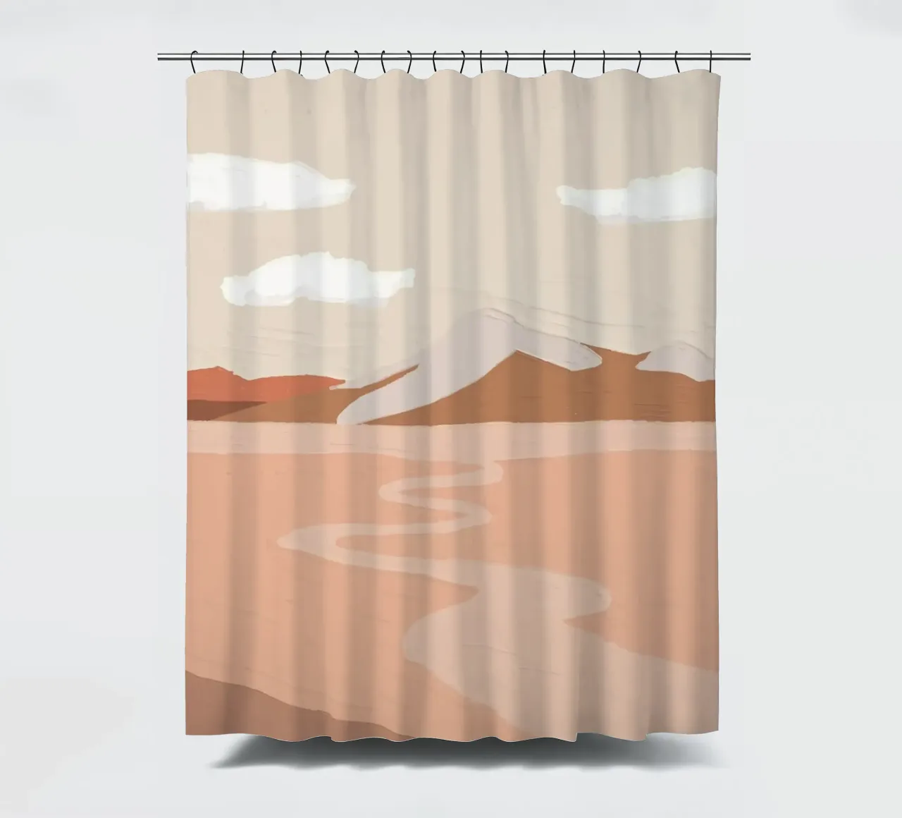 Desert Dreams Pastel Landschap | Abstract Boho Berg Kunst douchegordijn van NorwesClub