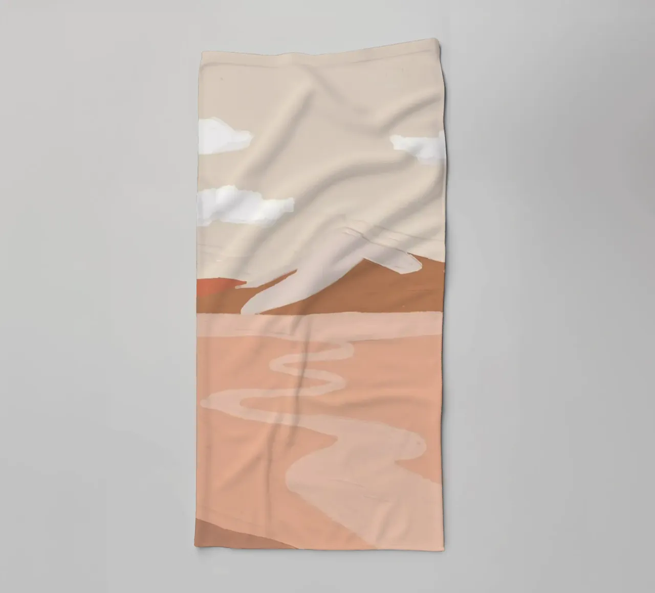 Desert Dreams Pastel Landschap | Abstract Boho Berg Kunst badhanddoek van NorwesClub