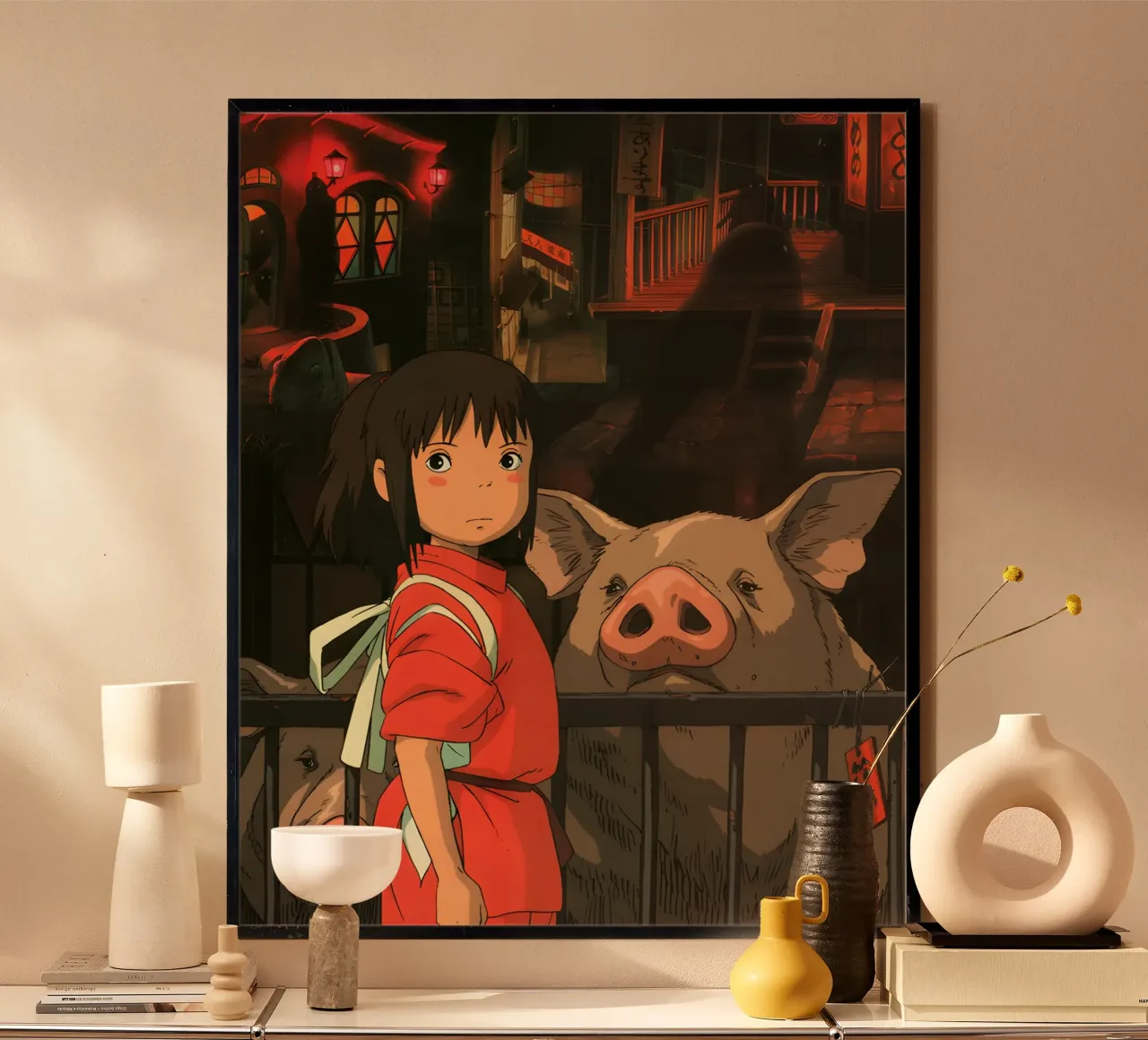 I migliori anime a spiriti del Giappone poster con telaio in legno da OTAKUDESU