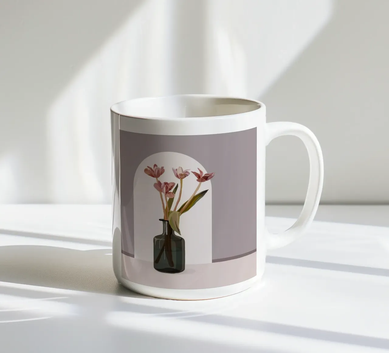 Tulipani pastello in vaso | Arco floreale moderno e minimalista Pr tazza in ceramica da NorwesClub
