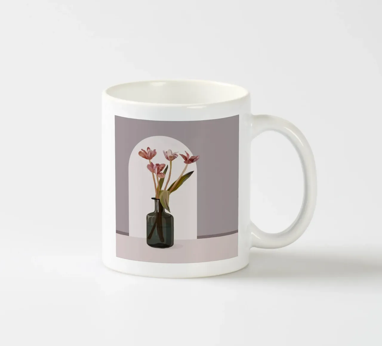 Tulipani pastello in vaso | Arco floreale moderno e minimalista Pr tazza in ceramica da NorwesClub