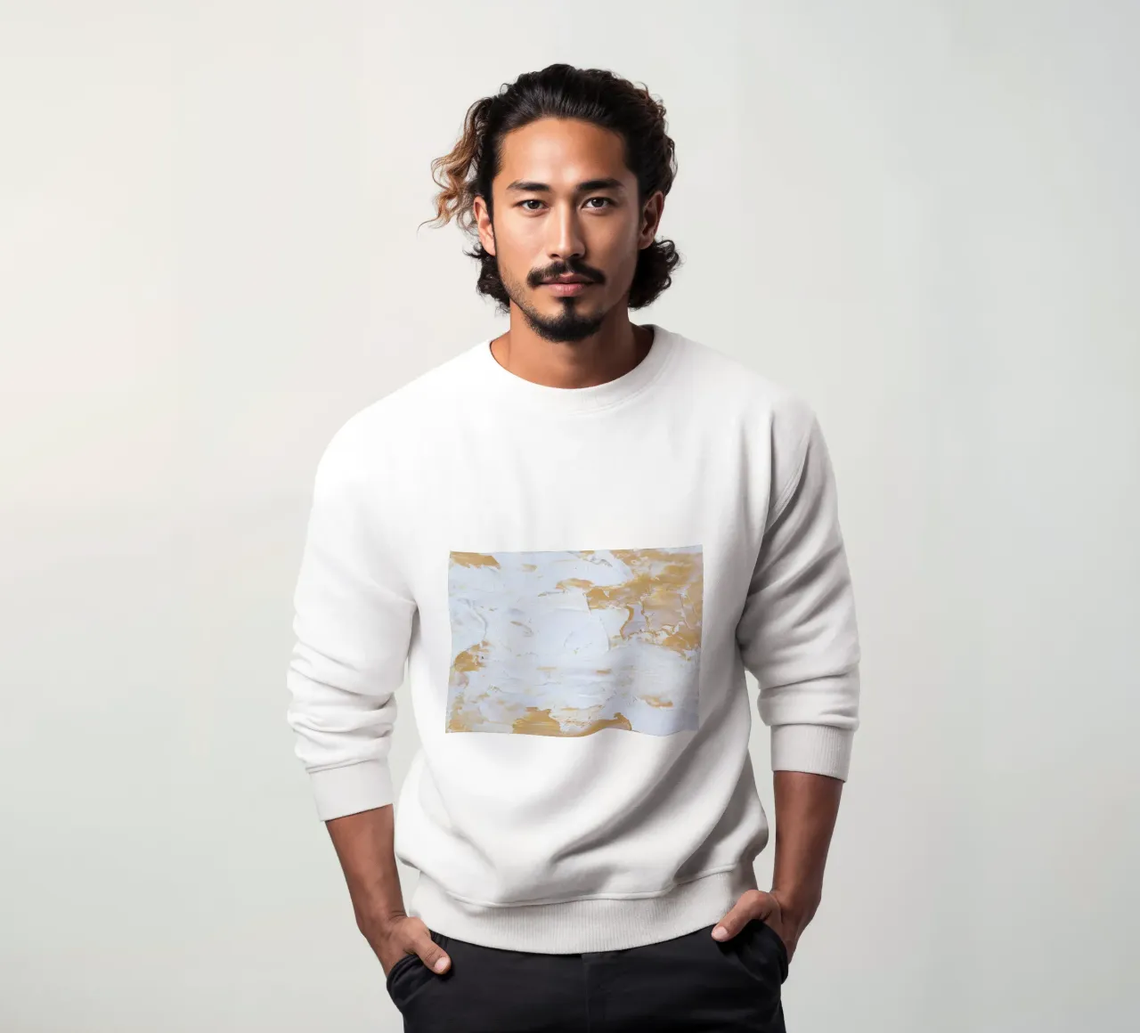 Textured Gold & White Abstract | Impasto Modern Art Print sudadera de NorwesClub