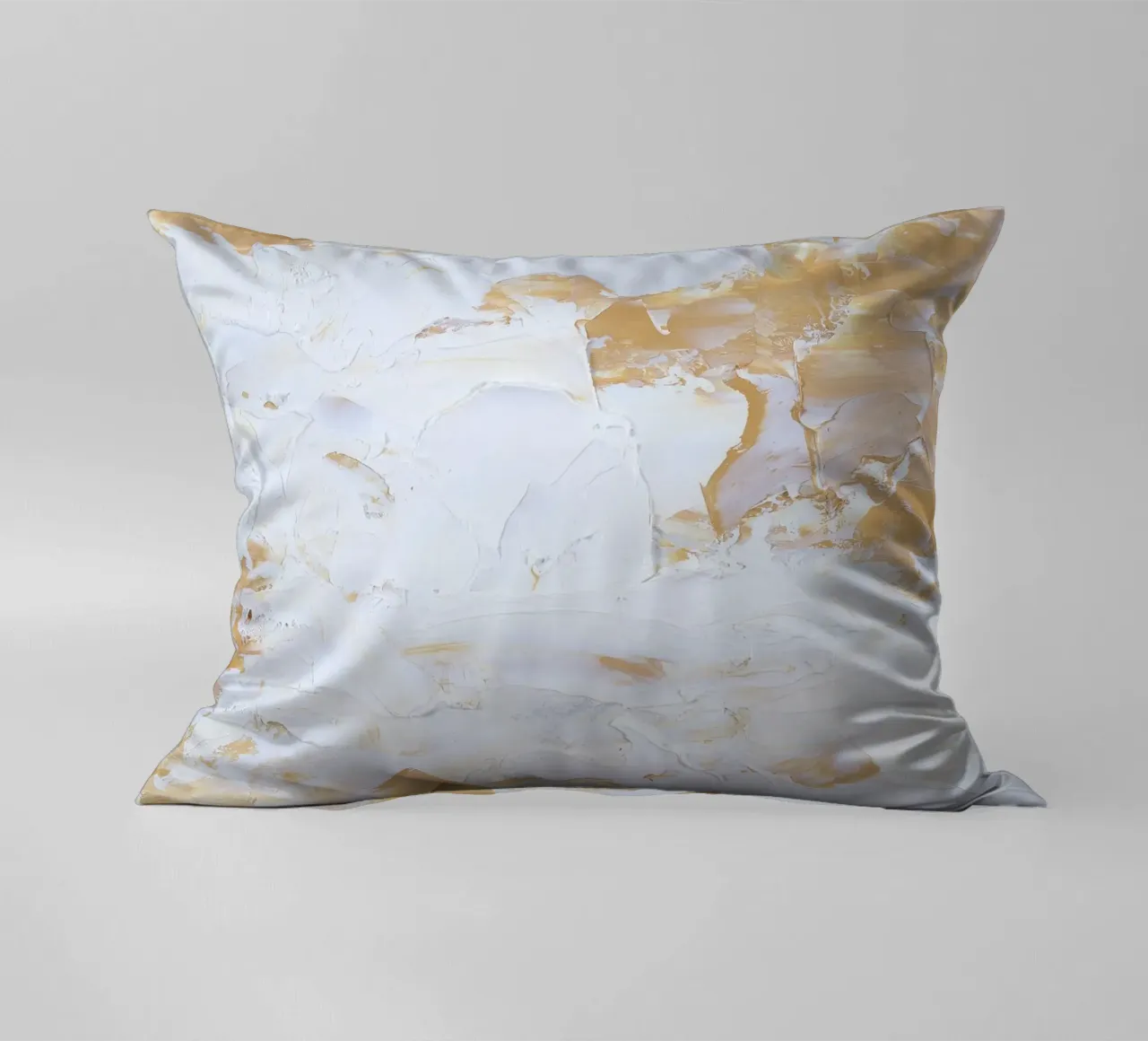 Textured Gold & White Abstract | Impasto Modern Art Print decorative cushion by NorwesClub