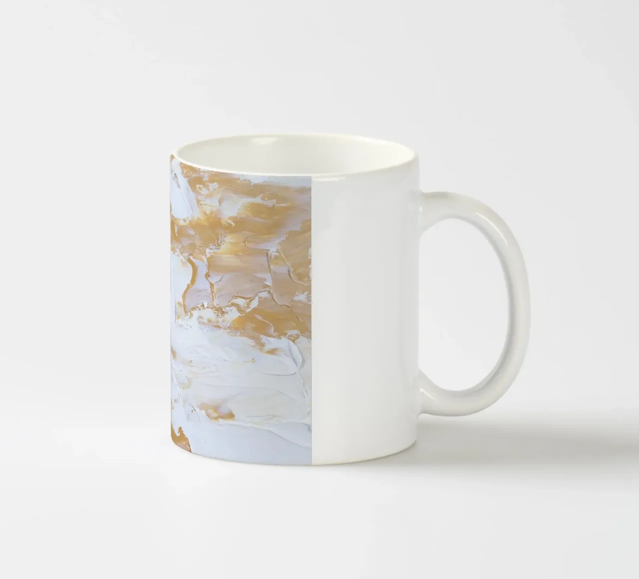 Textuur Goud & Wit Abstract | Impasto Moderne Kunstdruk keramische mok van NorwesClub
