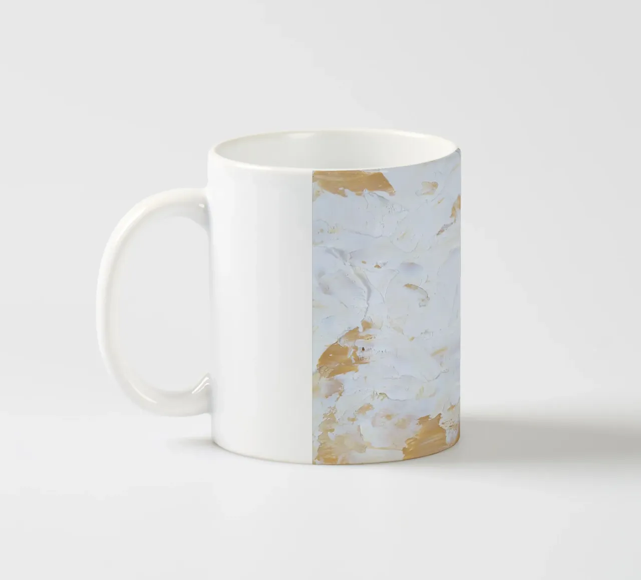 Textuur Goud & Wit Abstract | Impasto Moderne Kunstdruk keramische mok van NorwesClub