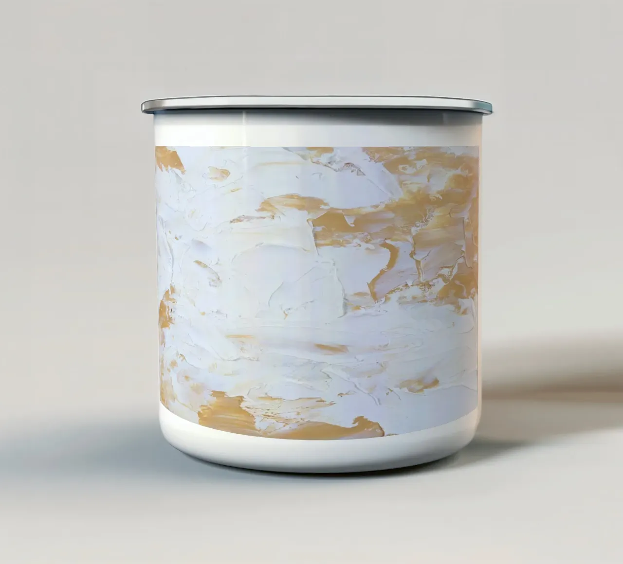 Textuur Goud & Wit Abstract | Impasto Moderne Kunstdruk emaille mok van NorwesClub
