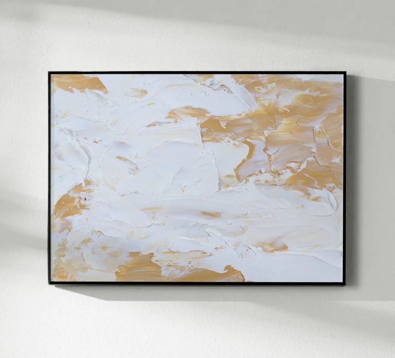 Textured Gold & White Abstract | Impasto Modern Art Print metacrilato de NorwesClub