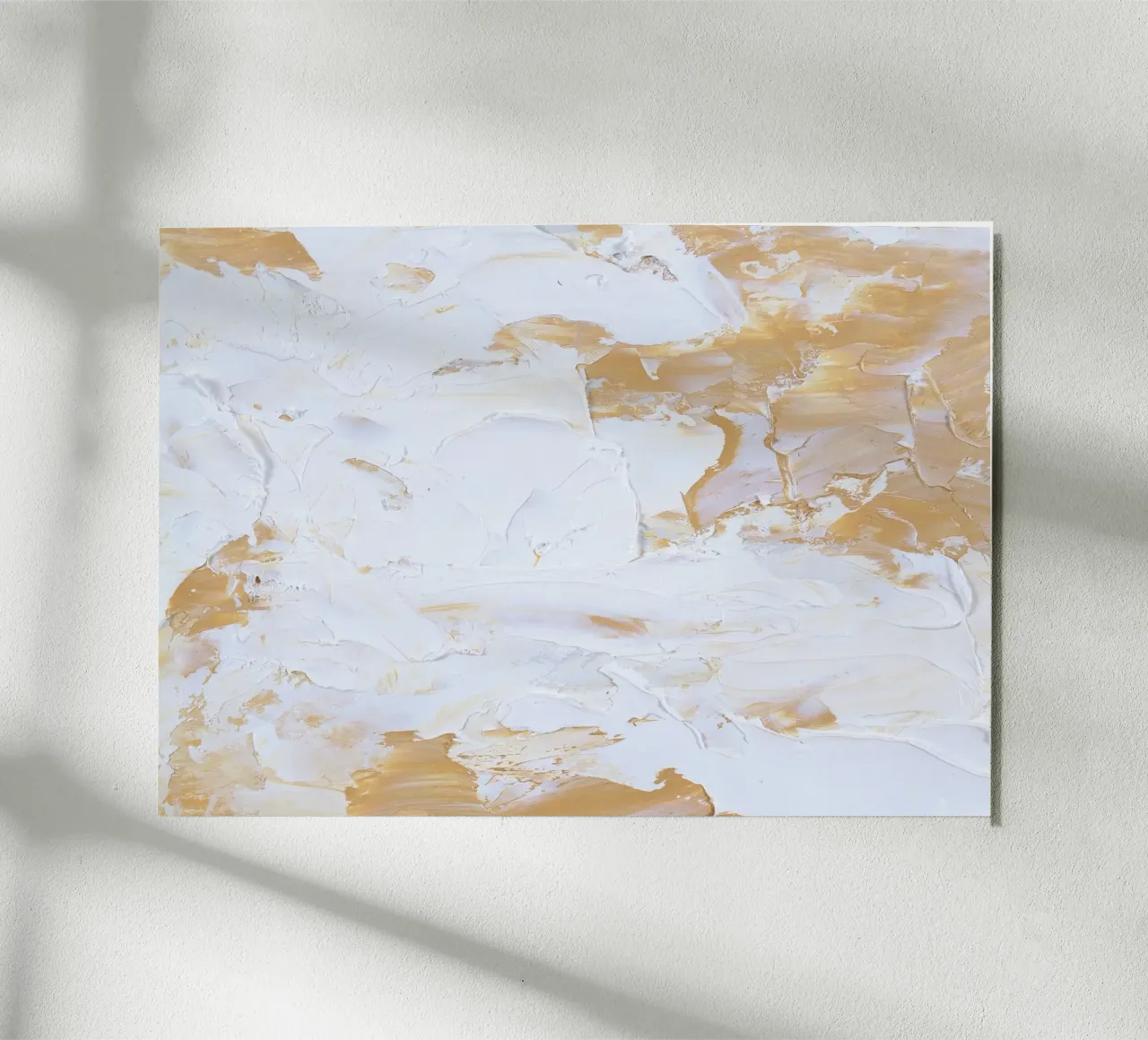 Textured Gold & White Abstract | Impasto Modern Art Print alu-dibond by NorwesClub