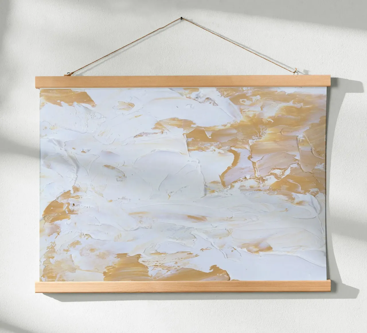 Textuur Goud & Wit Abstract | Impasto Moderne Kunstdruk hahnemühle van NorwesClub