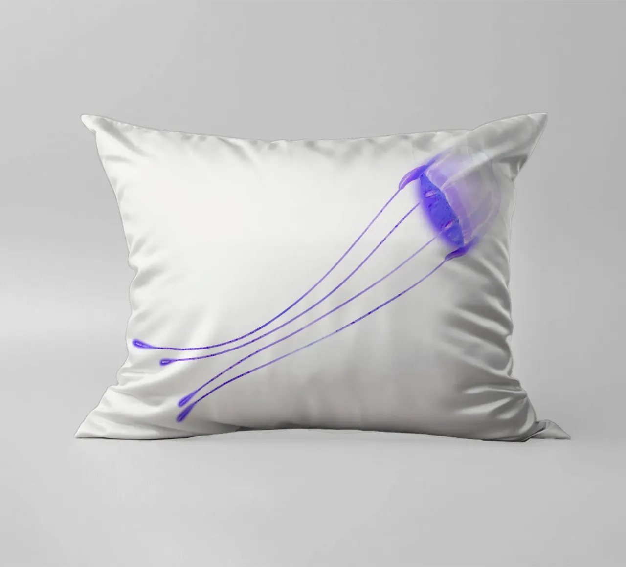 Luminous Purple Jellyfish | Bioluminescent Ocean Art Print decorative cushion by NorwesClub