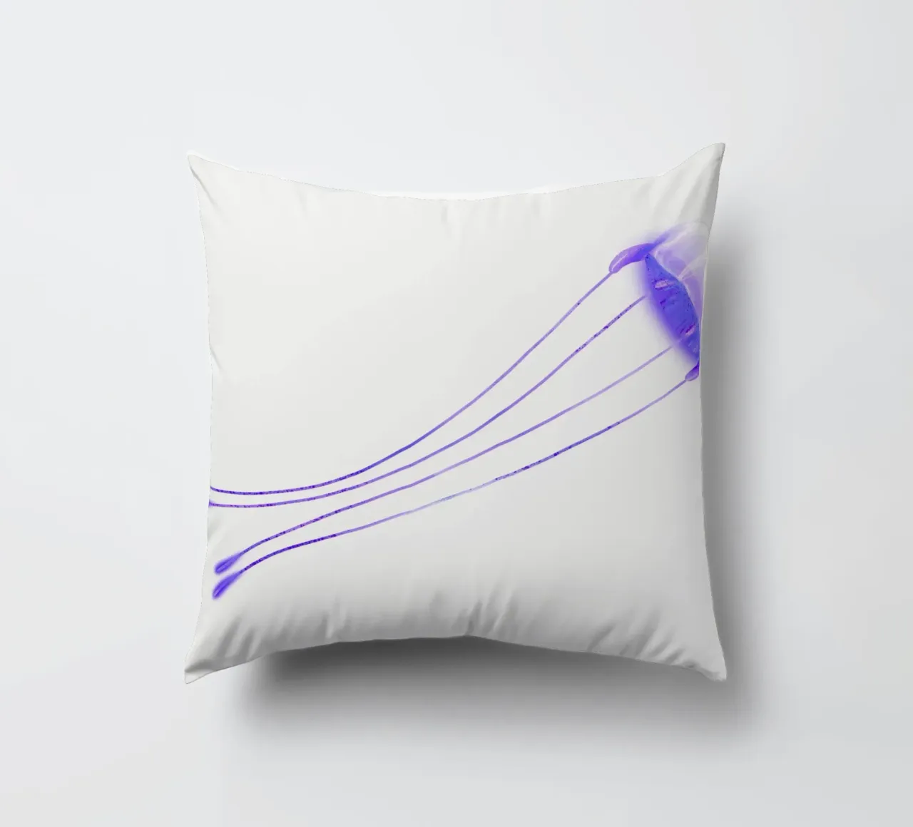 Luminous Purple Jellyfish | Bioluminescent Ocean Art Print decorative cushion by NorwesClub