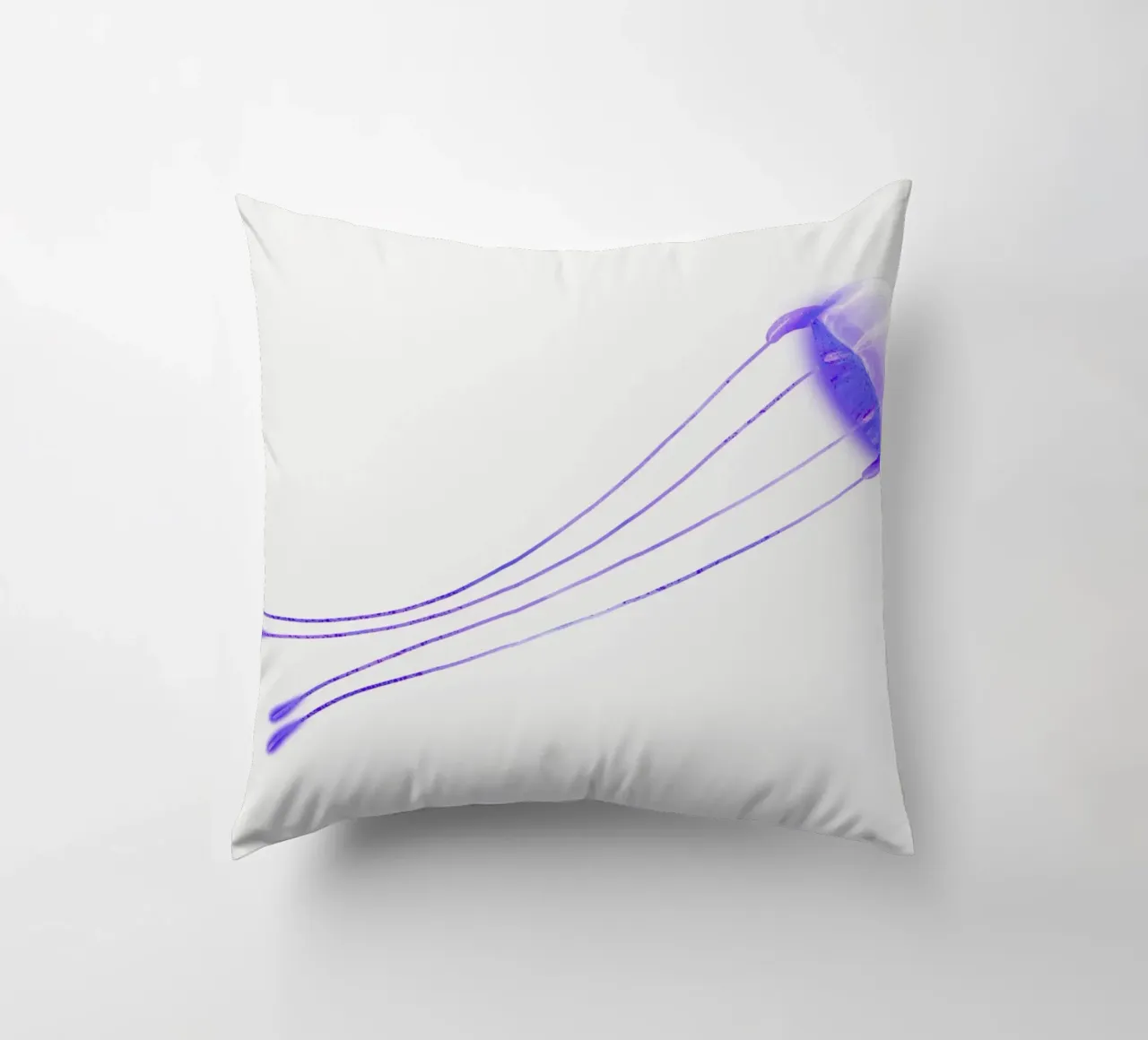 Luminous Purple Jellyfish | Bioluminescent Ocean Art Print decorative cushion by NorwesClub