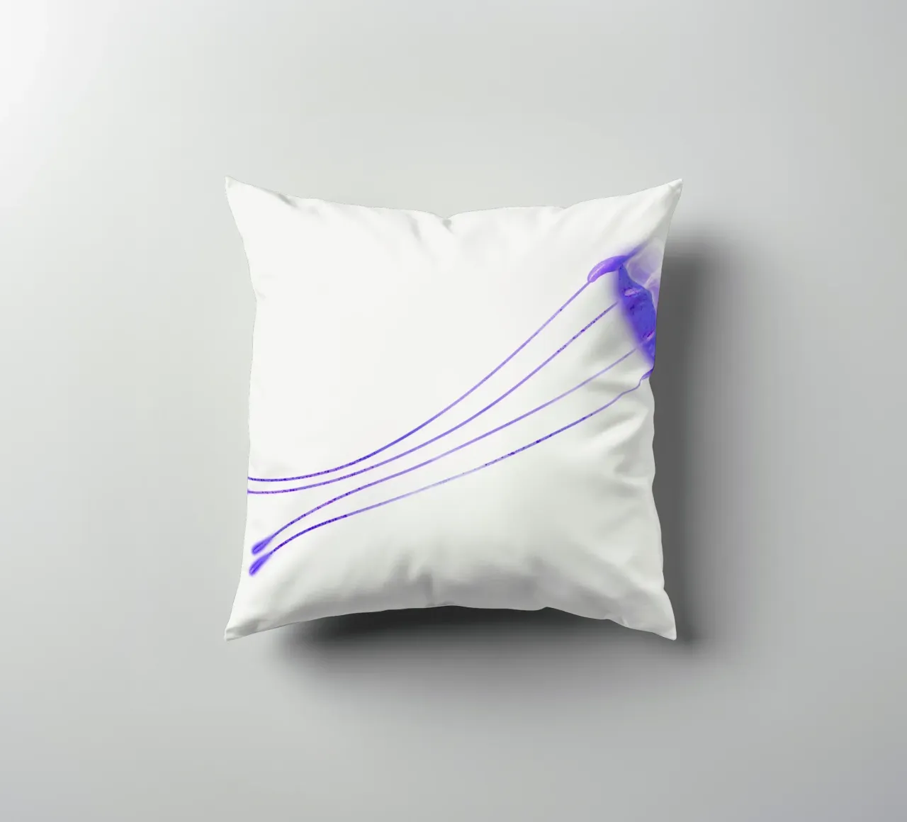 Luminous Purple Jellyfish | Bioluminescent Ocean Art Print decorative cushion by NorwesClub