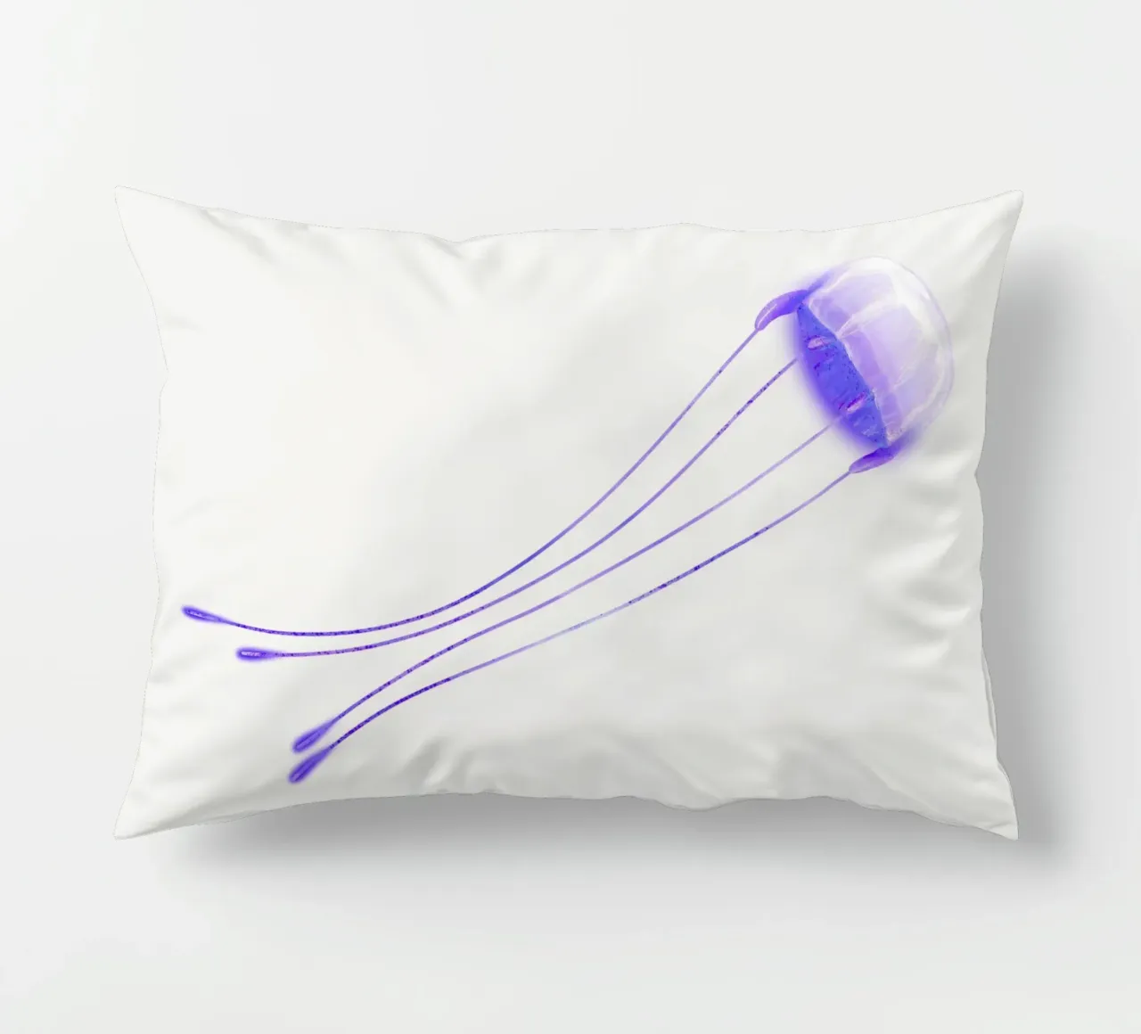 Luminous Purple Jellyfish | Bioluminescent Ocean Art Print decorative cushion by NorwesClub