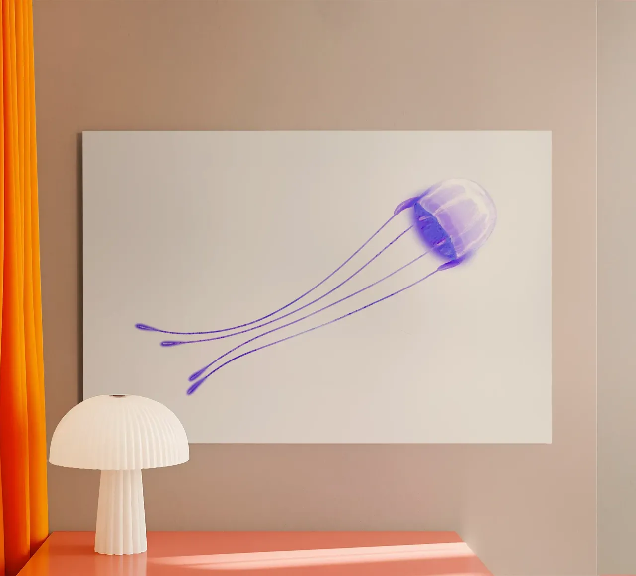 Méduse lumineuse violette - Impression d'art sur l'océan bioluminescent alu dibond de NorwesClub