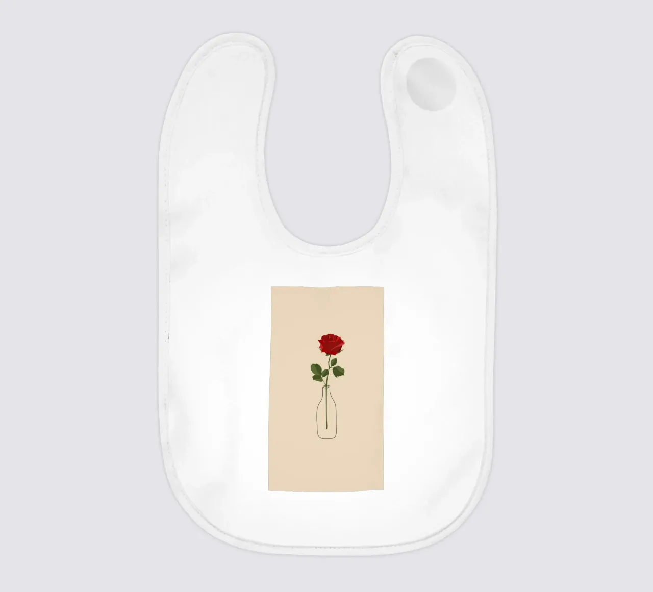 Una rosa roja en un jarrón | Minimalist Botanical Art Print babero de NorwesClub