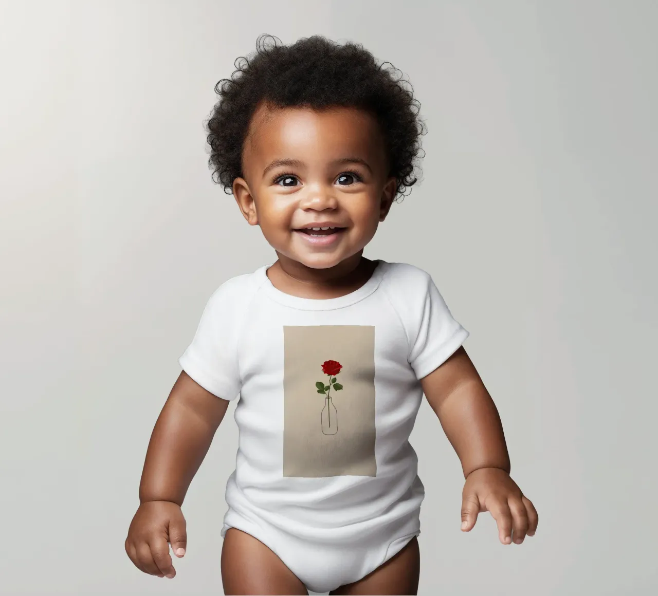 Una rosa roja en un jarrón | Minimalist Botanical Art Print body de bebé de NorwesClub