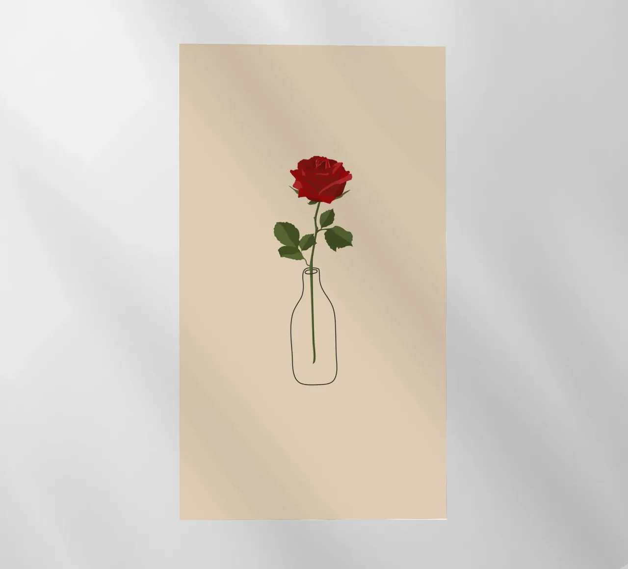 Una rosa roja en un jarrón | Minimalist Botanical Art Print lámina retroiluminada de NorwesClub