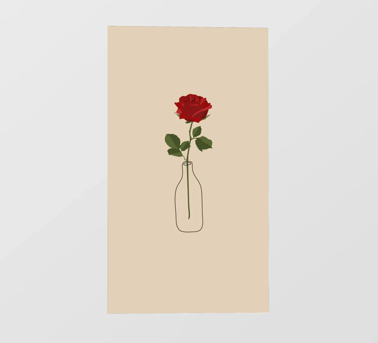 Una rosa roja en un jarrón | Minimalist Botanical Art Print lámina retroiluminada de NorwesClub