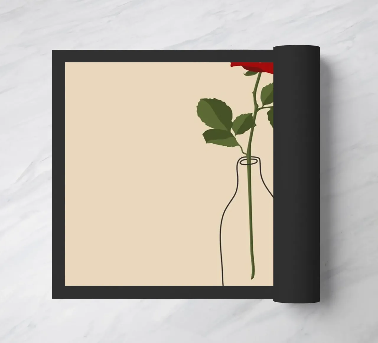 Una rosa roja en un jarrón | Minimalist Botanical Art Print felpudo de NorwesClub