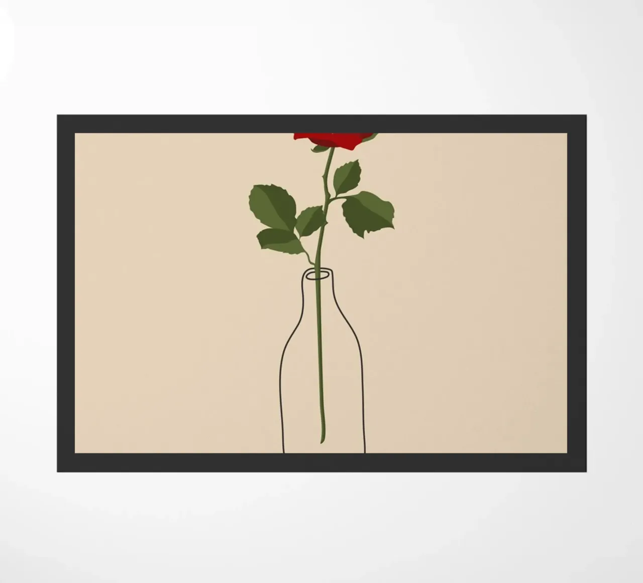 Una rosa roja en un jarrón | Minimalist Botanical Art Print felpudo de NorwesClub