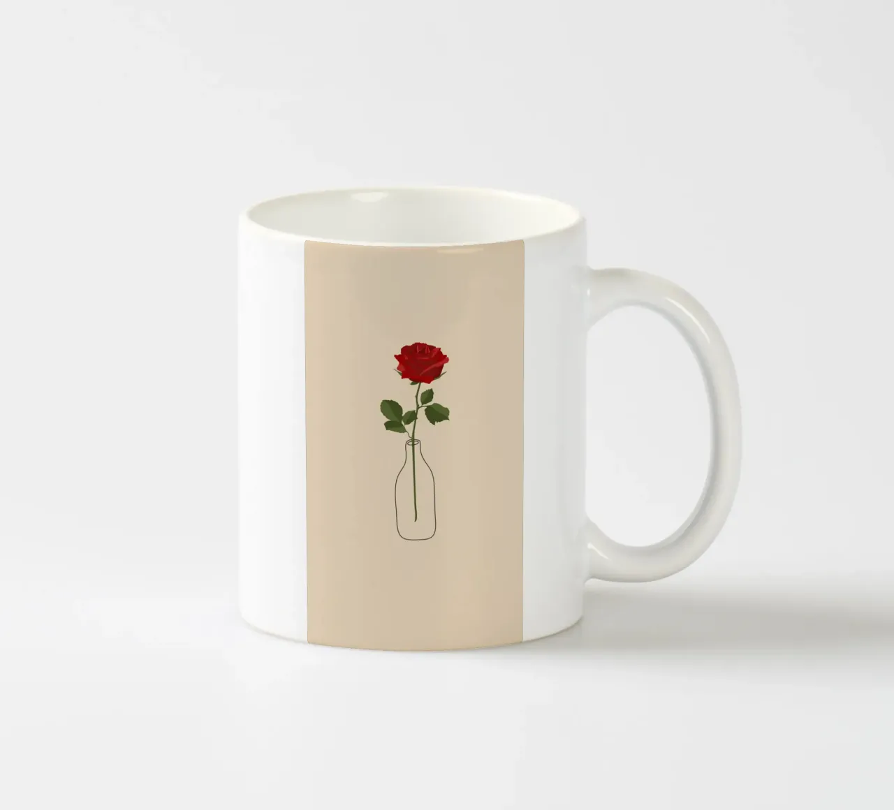 Rose rouge dans un vase | Minimalist Botanical Art Print mug en céramique de NorwesClub