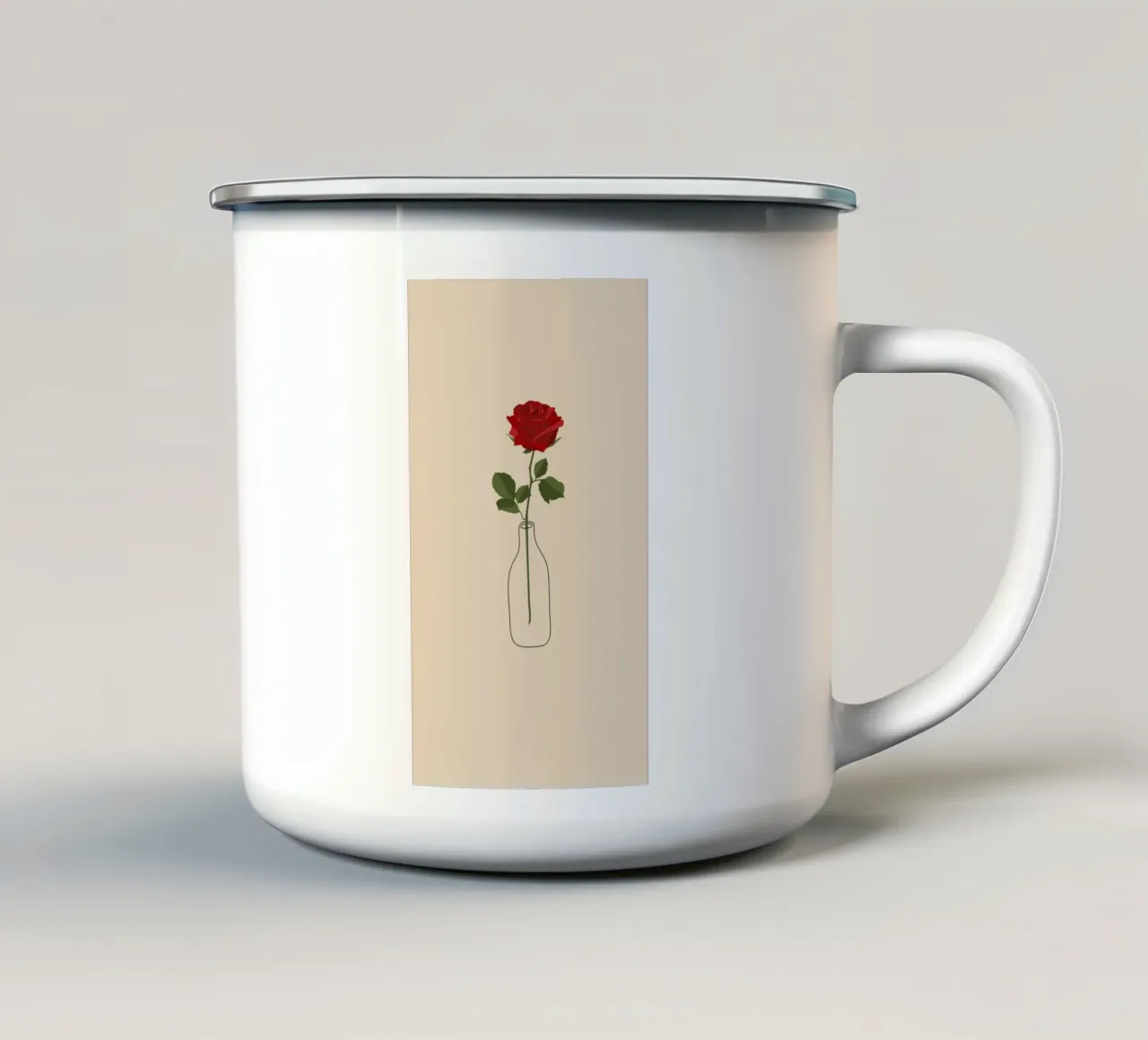 Rose rouge dans un vase | Minimalist Botanical Art Print mug en émail de NorwesClub