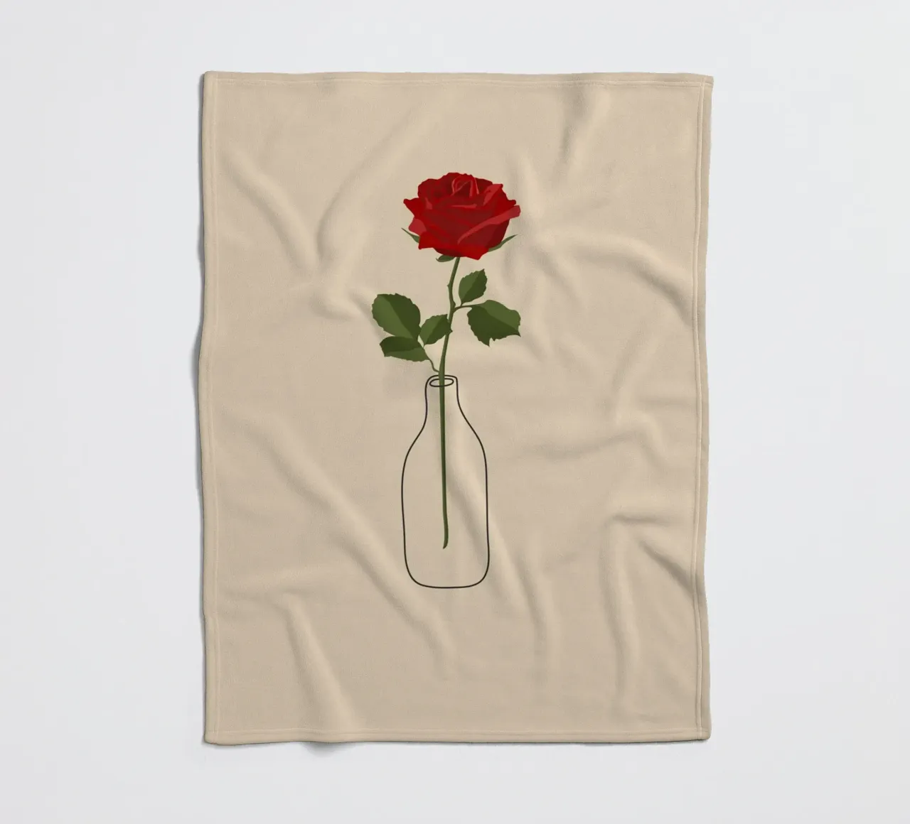 Einzelne rote Rose in Vase | Minimalistischer botanischer Kunstdruck Fleecedecke von NorwesClub
