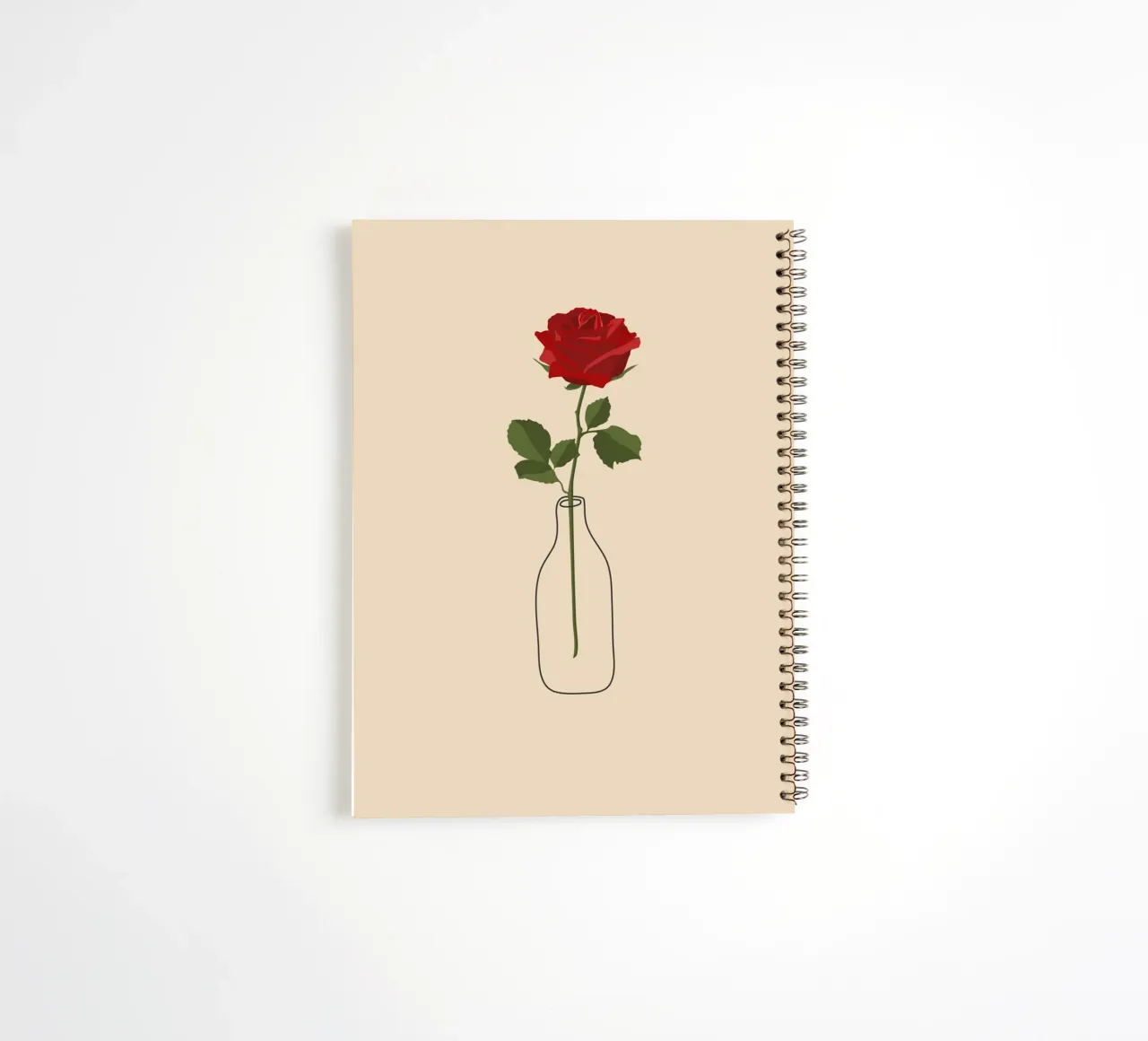 Single Red Rose in Vase | Minimalist Botanical Art Print spiral notebook by NorwesClub