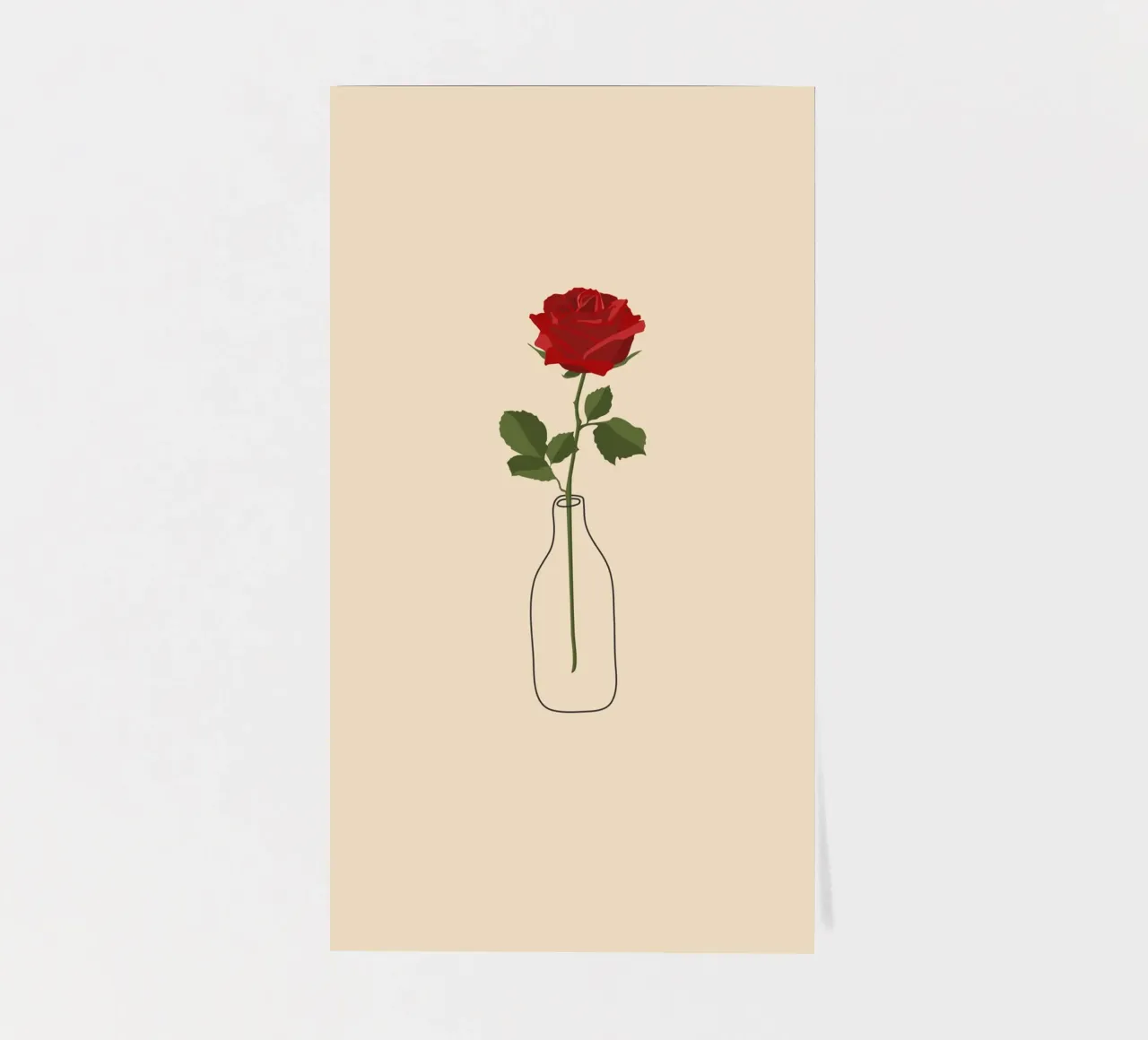 Single Red Rose in Vase | Minimalist Botanical Art Print sticker sheet by NorwesClub